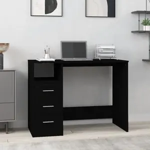 Berkfield Desk with Drawers Black 102x50x76 cm Engineered Wood