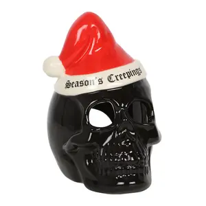 Something Different Seasons Creepings Skull Christmas Tealight Holder Black/Red/White (One Size)