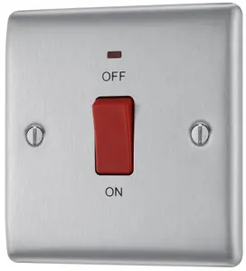 BG 45A Rocker Raised slim Control switch Matt Steel effect