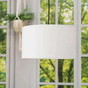 ValueLights Reni White Fabric Medium Ceiling Pendant Lamp Shade