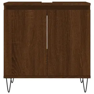 Berkfield Bathroom Cabinet Brown Oak 58x33x60 cm Engineered Wood