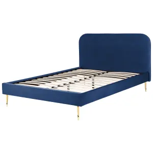 Velvet EU King Size Bed Navy Blue FLAYAT