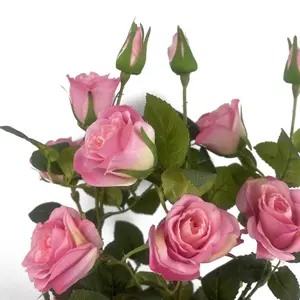 Artificial Pink Luxury Realistic Rose Bush