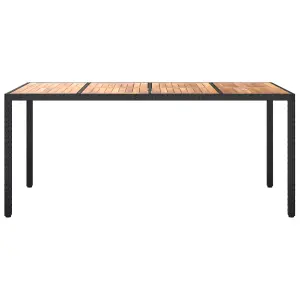 Berkfield Garden Table 190x90x75 cm Poly Rattan and Acacia Wood Black