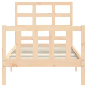 Berkfield Bed Frame with Headboard Small Single Solid Wood