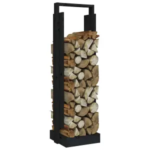 Log Holder Black 33.5x30x110 cm Solid Wood Pine