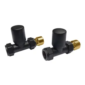 Nes Home Modern Matte Black Brass Thermostatic Radiator Valve Straight