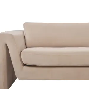 Beliani Modern Velvet Sofa Beige MAUNU