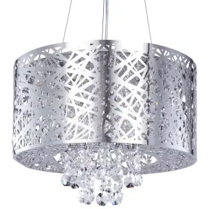 Litecraft Ashley Chrome 6 Lamp Drum Ceiling Light Pendant