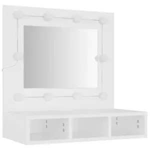 Berkfield Mirror Cabinet with LED White 60x31.5x62 cm