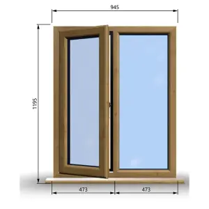 945mm (W) x 1195mm (H) Wooden Stormproof Window - 1/2 Left Opening Window - Toughened Safety Glass