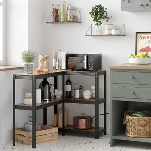 SONGMICS 5 Tier Shelving Unit, Industrial, Adjustable Storage Shelves, for Living Room, Kitchen, Garage, Rustic Brown and Black