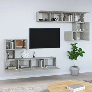 Berkfield Wall-mounted TV Cabinet Concrete Grey Engineered Wood