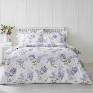 Dunelm Wild Hydrangea Lilac Duvet Cover And Pillowcase Set, Size: Super King, Purple, Polycotton