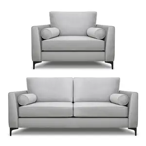 Modern Home Zara 3 Seater and Lovechair Set Silver