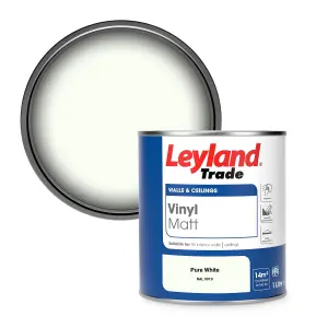 Leyland Trade Vinyl Matt Walls & Ceilings Emulsion Paint Pure White (RAL 9010) 1L