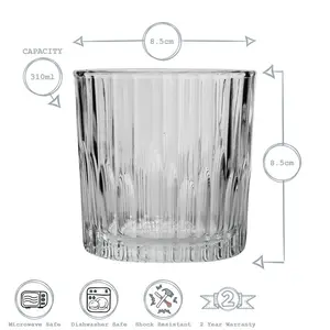 Duralex - Manhattan Vintage Whisky Glasses - 310ml Old Fashioned Rocks Tumblers (Set of 6) 6