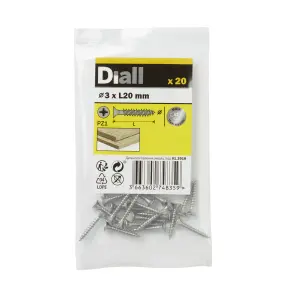 Diall Pozidriv Stainless steel Screw (Dia)3mm (L)20mm, Pack of 20