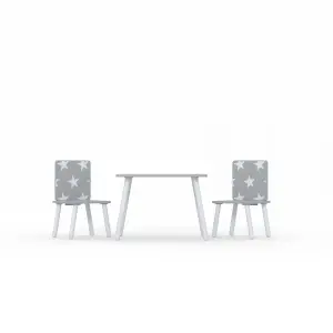 Childrens Grey Star Table & Chair Set, Preschoolers Study Activity, Kids or Toddlers