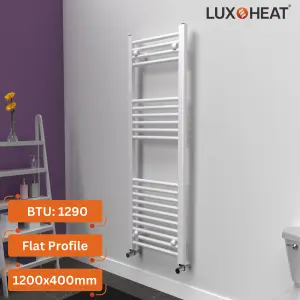 Towel Radiator Rail 1200 x 400 for Central Heating with White Finish