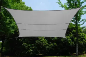 Kookaburra 2m Square Waterproof Silver Garden Patio Sun Shade Sail Canopy 98% UV Block with Free Rope