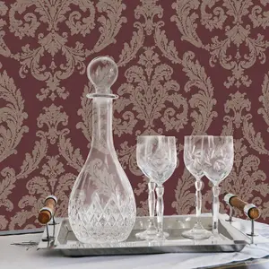 Galerie Palazzo Red Silk Damask Embossed Wallpaper