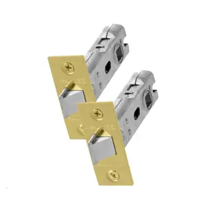 UAP 2 Sets 75mm Tubular Latch Square - Door Latches - Internal Doors Square Forend - Mortice Latch - 75mm - Electro Brassed