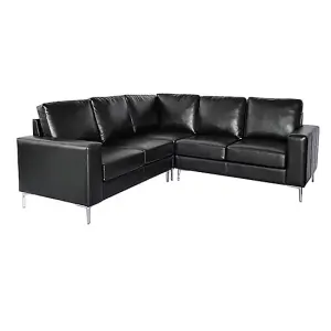 Baltic Faux Leather Corner Sofa In Black