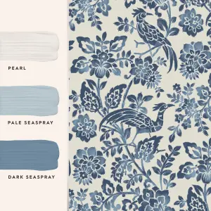 Laura Ashley Dark Seaspray Blue Adain Palace Smooth Wallpaper