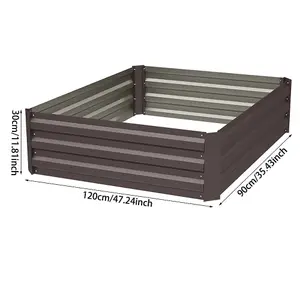 Square Galvanized Steel Garden Flower Bed Planter Box  120 cm W x 90 cm D