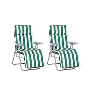 2 Piece Green Folding Sun Loungers Set / Stylish Comfort for Outdoor Relaxation