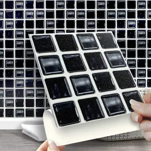 Stick and Go Self Adhesive Stick On Tiles Black Mosaic 6" x 6" Box of 8 Apply over any tile, or directly on to the wall