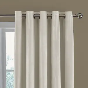 Catherine Lansfield Kingsley Matt Velvet 66x72 Inch Lined Eyelet Curtains Two Panels Cream