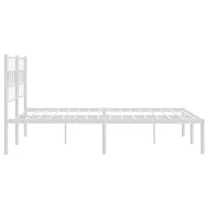 Berkfield Metal Bed Frame with Headboard White 120x200 cm