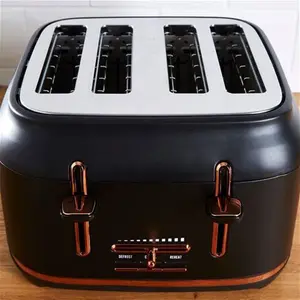 Dunelm 4 Slice Matt Black & Copper Toaster, Industrial, Stainless Steel