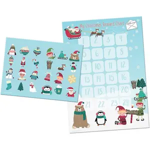 Paper Projects Santa Claus Advent Stickers Set (Pack of 25) Blue/Red/White (One Size)