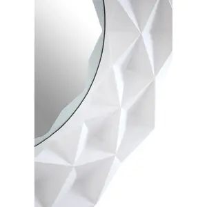 Interiors by Premier White High Gloss 3D Design Wall Mirror, Easy to Clean Bedroom Wall Mirror, High-quality Antique Mirror