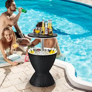 Costway 30L Patio Ice Cooler Outdoor All-weather Cool Bar Table w/ Extendable Tabletop