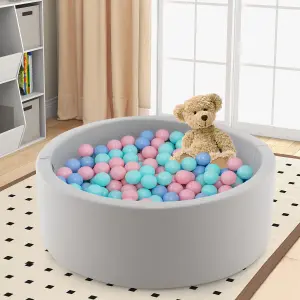 COSTWAY Foam Ball Pit 90 x 30cm Soft Round Ball Pool Baby Playpen w/ 200 Ocean Balls