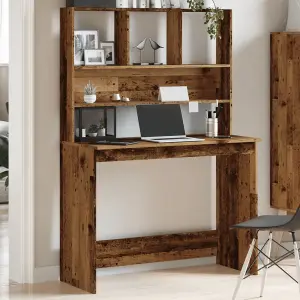 Berkfield Desk with Shelves Old Wood 102x45x148 cm Engineered Wood