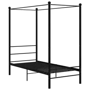 Berkfield Canopy Bed Frame Black Metal 90x200 cm