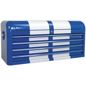 Retro Blue 4 Drawer Tool Chest with Lockable Storage - 1080 x 450 x 495mm