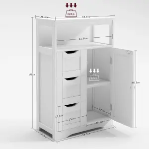 MCC Direct Bathroom Storage Cabinet with 3 Drawers - Dakota White