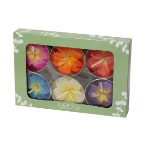 Tea Light Candle Set of 6 Flower Themed Tea Lights by Laeto Ageless Aromatherapy - FREE DELIVERY INCLUDED