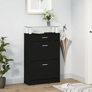 Berkfield Shoe Cabinet Black 63x24x104 cm Engineered Wood