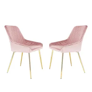 Hamilton - Dining x2 Chair in Velvet - (Pink)