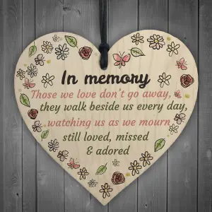 In Memory Wooden Heart Family Memorial Mum Dad Nan Grandad Special Bereavement Flowers Sign Gift