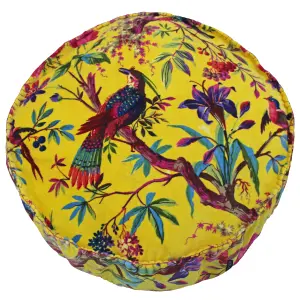 Paoletti Paradise Tropical Velvet Round Polyester Filled Cushion