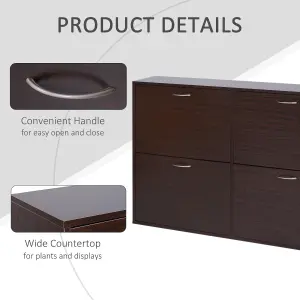 HOMCOM Wooden Shoes Cabinet Multi Flip Down Shelf Drawer Organizer - Dark Brown