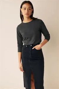 Womens Next Charcoal Grey The Everyday Crew Neck Long Sleeve Top - Charcoal Grey